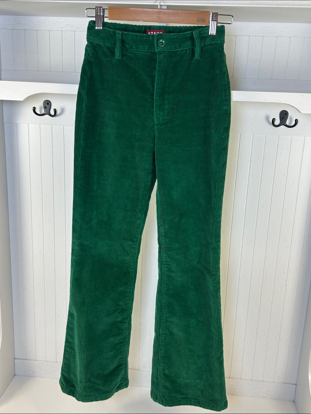 STAUD Hall Cord Pants Emerald Green Corduroy Retro 70s